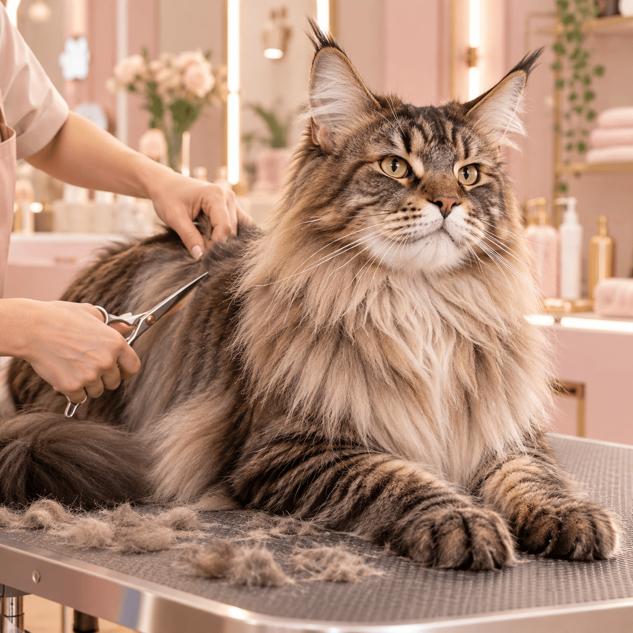 Стрижка кота породы Мейн Кун без купания